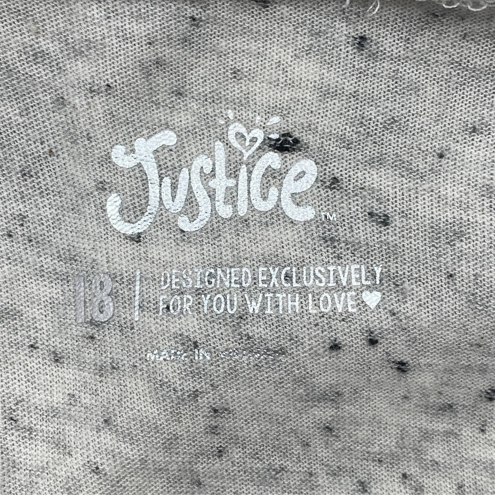 JUSTICE Girl's Gray Inspirational Graphic Long Sleeve High Low T-Shirt - Picture 9 of 12